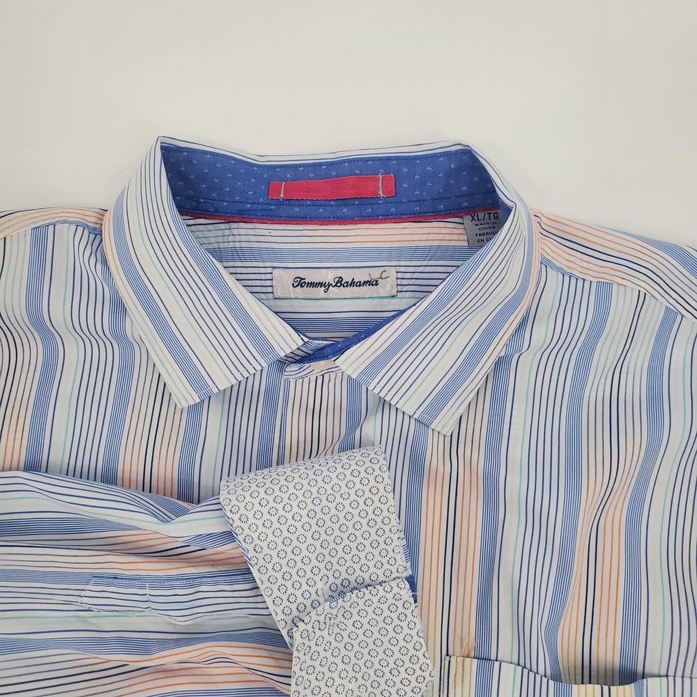 Tommy Bahama Mens XL Striped Button Down Shirt Long Sleeve